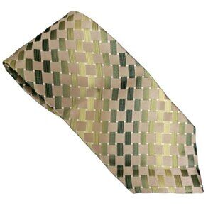 Croft Barrow Silk Tie Green Brown Striped  Mens Necktie Business Menswear Career